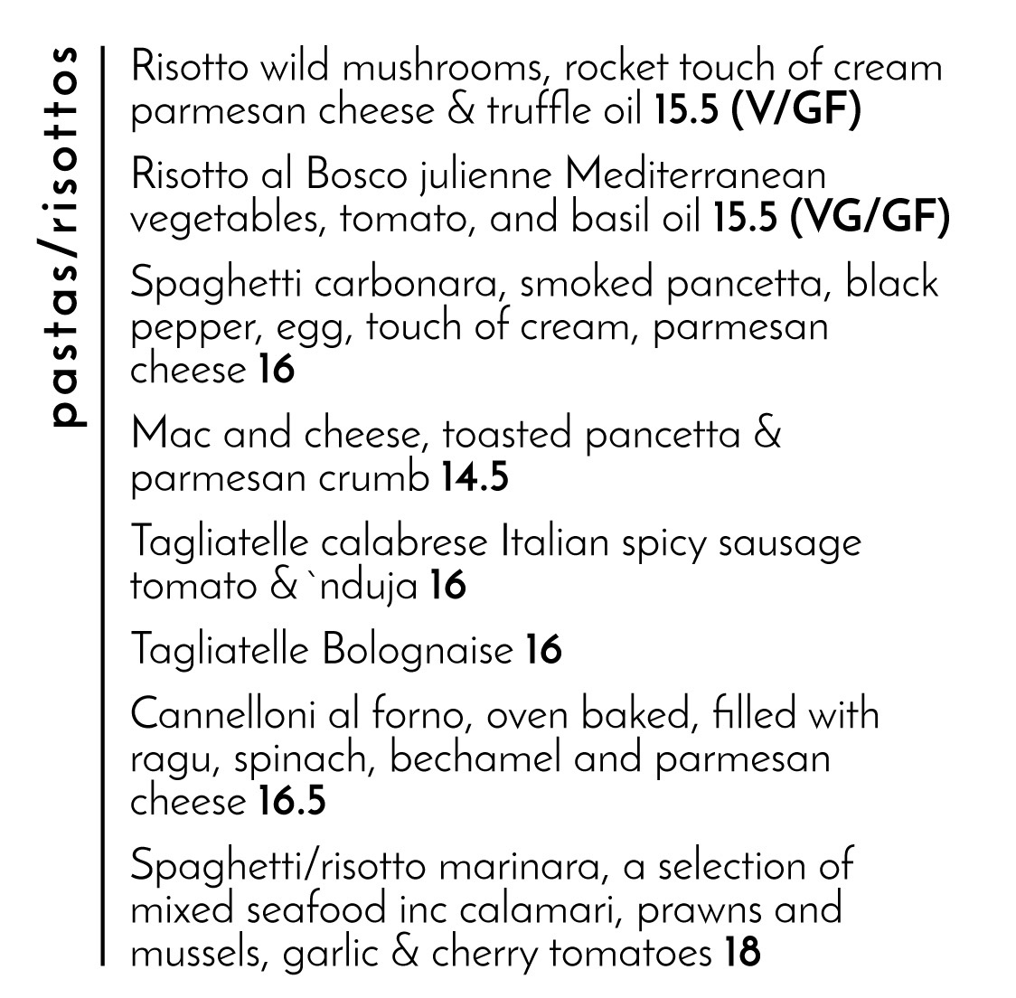 DINNER MENU – My New Local