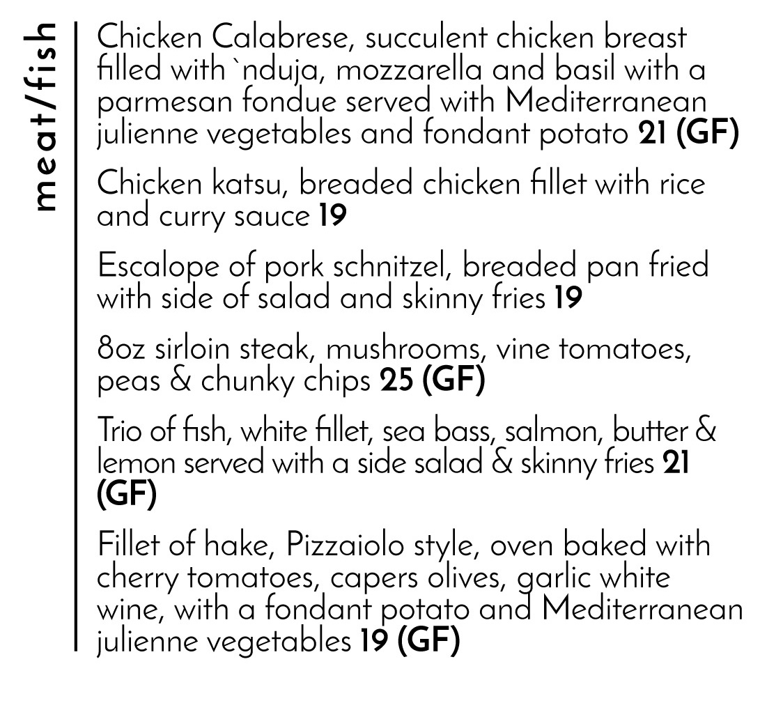 DINNER MENU – My New Local